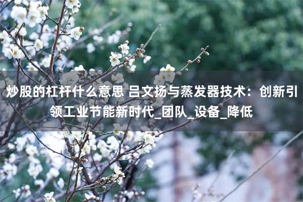 炒股的杠杆什么意思 吕文扬与蒸发器技术：创新引领工业节能新时代_团队_设备_降低